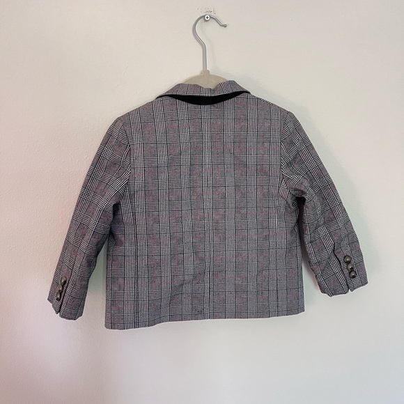 Janie and Jack Gray Plaid Blazer with Pink Accents - Picture 2 of 3